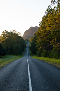 Road amidst trees against sky