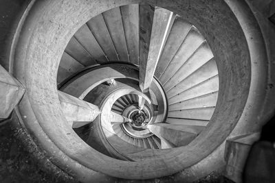 High angle view of spiral staircase