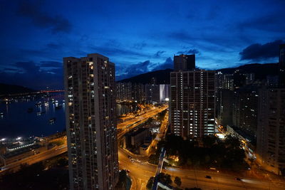 Illuminated cityscape at night