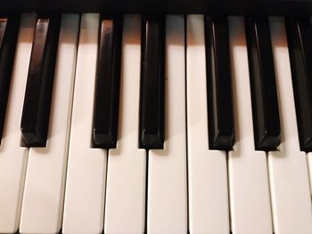 High angle view of piano keys