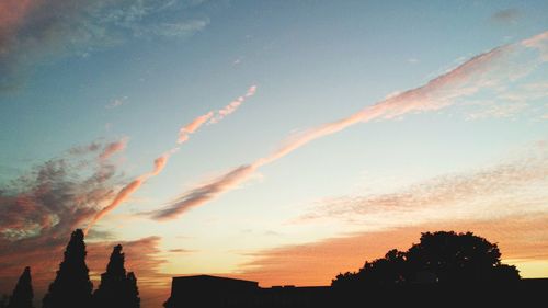 Silhouette of trees against sky at sunset