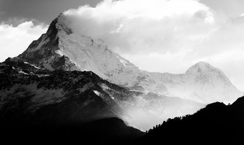 Low angle view of mountains against sky