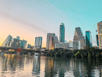 Downtown austin skyline at sunset