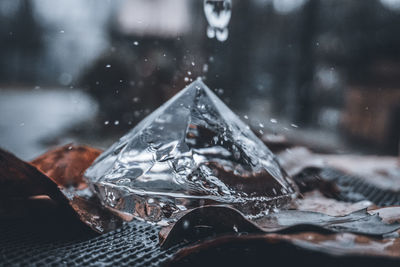 Close-up of raindrops on glass