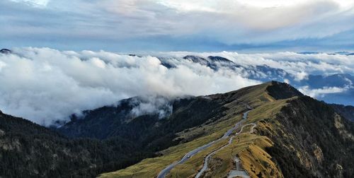 Scenic view of mountains against sky