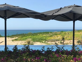 Scenic view of sea against clear sky