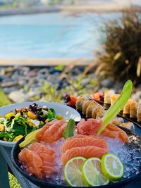 Close-up of sushi on table