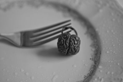 High angle view of dessert in plate on table