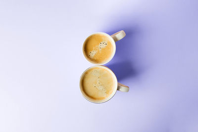 Directly above shot of coffee on white background