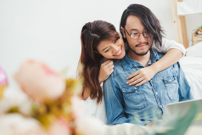 Young couple smiling