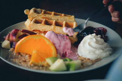 Close-up of ice cream in plate