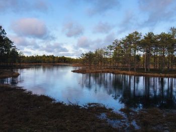 Scenic view of lake against sky