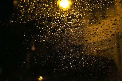 Close-up of raindrops on window