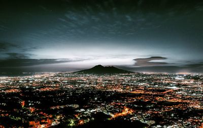 Aerial view of city at night