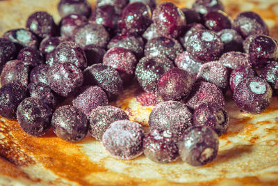 Close-up of berries on pancake