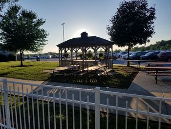 Gazebo in park against sky