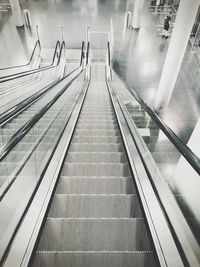 High angle view of escalator at subway station