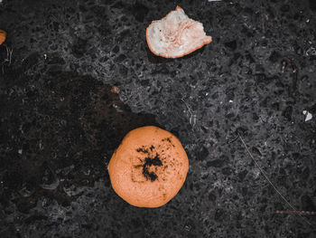 High angle view of orange on field