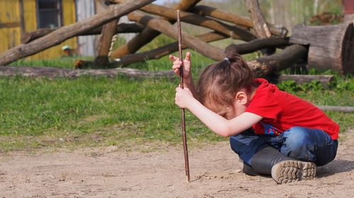 Boy playing in playground