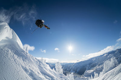 Man skiing in backcountry at mt. baker, washington