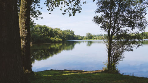 Scenic view of lake against sky