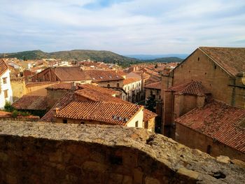 High angle view of townscape against sky