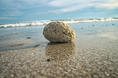 Close-up of pebbles on beach