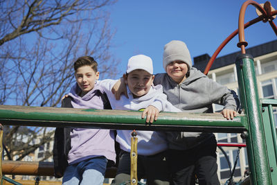 Portrait of boys on playground