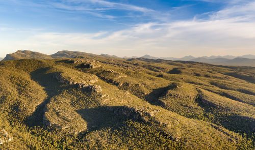 Scenic view of landscape against sky during sunset