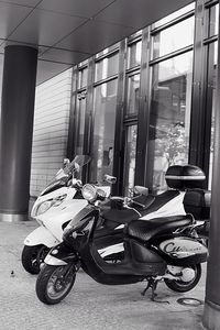 Motor scooter parked in parking lot