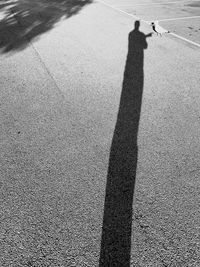 Shadow of man on road