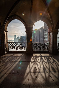 Sunlight falling on glass of building