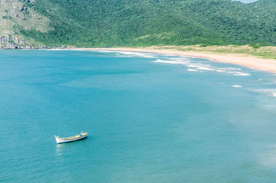 High angle view of boat on sea