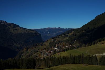 Scenic view of mountains against clear sky