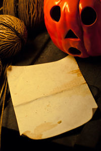 Close-up of pumpkin on table