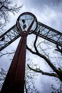 Low angle view of basketball hoop against sky