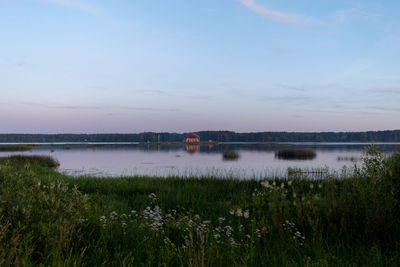 Scenic view of lake against sky