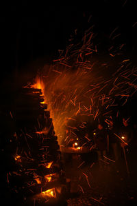Close-up of bonfire at night