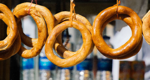 Close-up view of bread in store
