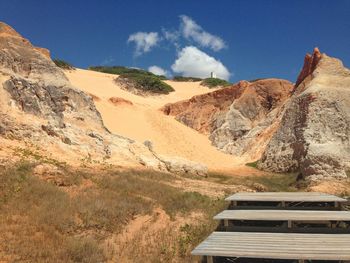 Scenic view of mountains against cloudy sky