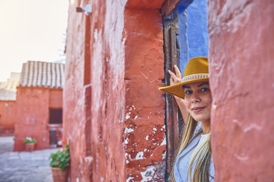 Young tourists exploring the santa catalina monastery, convento de santa catalina, arequipa, peru.