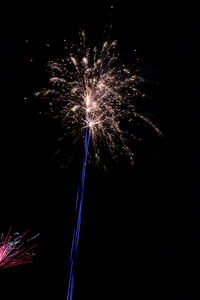 Low angle view of firework display at night