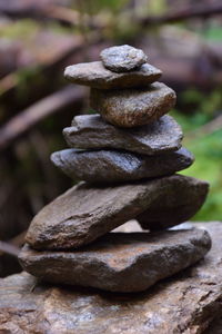 Close-up of stack of rocks