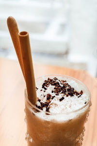 Close-up of dessert on table