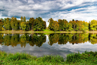 Scenic view of lake against sky