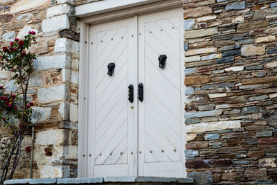 Closed door of building