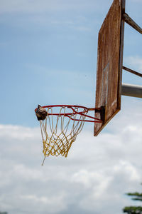 Low angle view of basketball hoop against sky