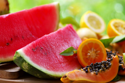 Close-up of fruits on table