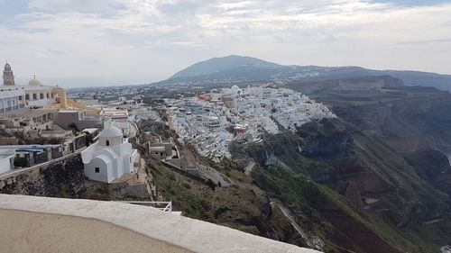 High angle shot of townscape against sky