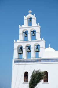 High section of church against clear blue sky